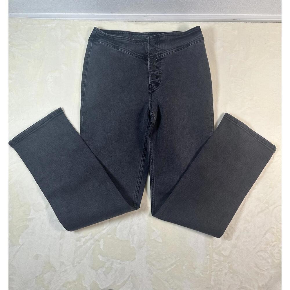 Women’s Sz 27 We The Free Free People Black High Rise Skinny Jeans Button Fly